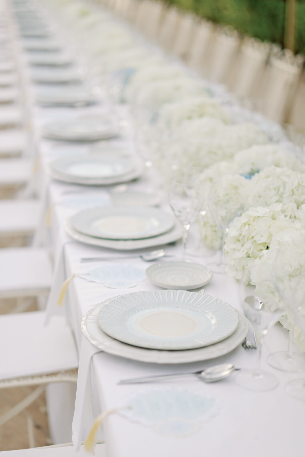 Reception place settings in soft focus